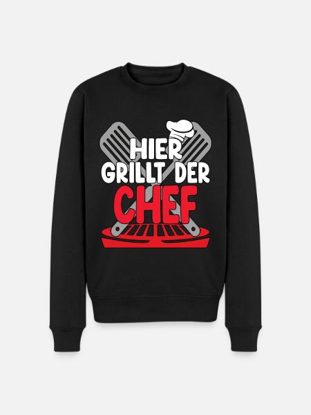Hier Grillt Der Chef - Männer Premium Bio Pullover - Schwarz