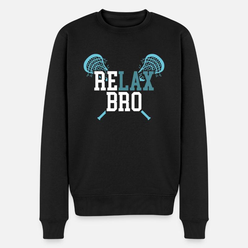 Lacrosse-Spieler Team Sport - Männer Premium Bio Pullover - Schwarz