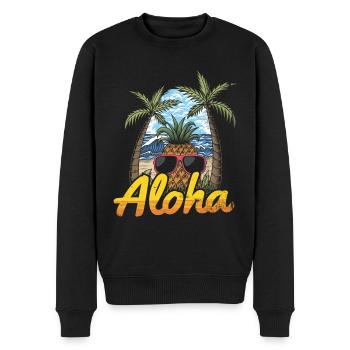 Aloha Pineapple And Pine Tree Design For The Beach - Men's Premium Organic Jumper - black - Front - Nico (187cm)