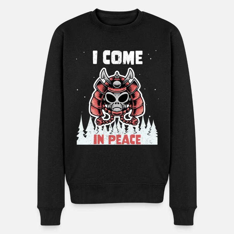 Alien Galaxy Science Space Lover I Come In Peace - Männer Premium Bio Pullover - Schwarz