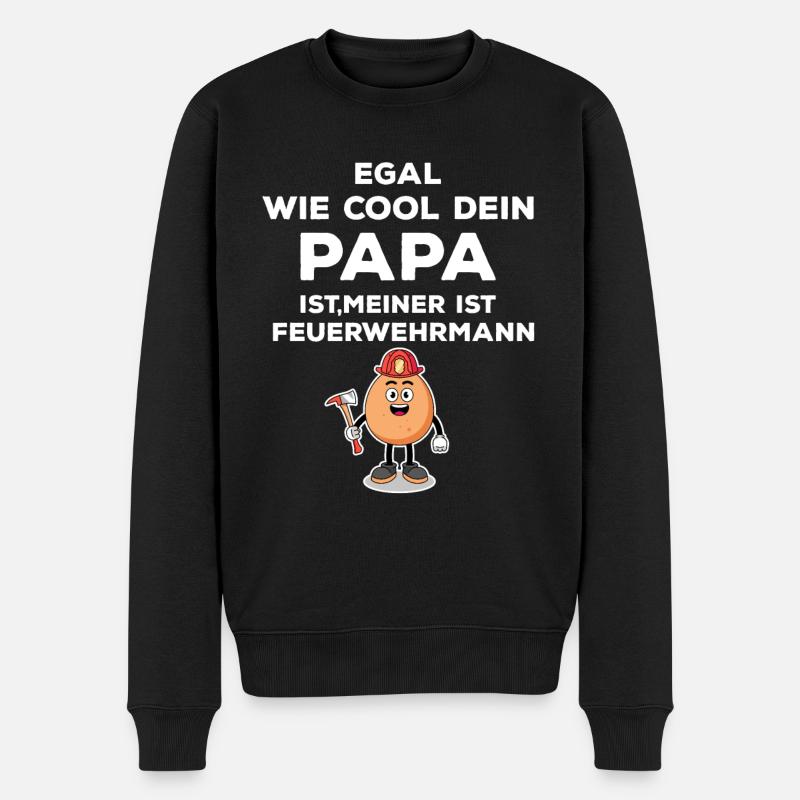 Feuerwehr Feuerwehrmann Papa Kind - Männer Premium Bio Pullover - Schwarz