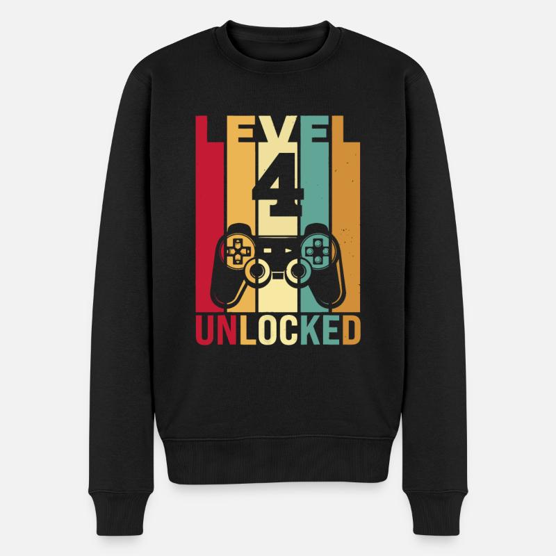 Vier 4 Jahre 4 Geburtstagskind Sohn Lustiger Spieler 4. Jahre - Männer Premium Bio Pullover - Schwarz
