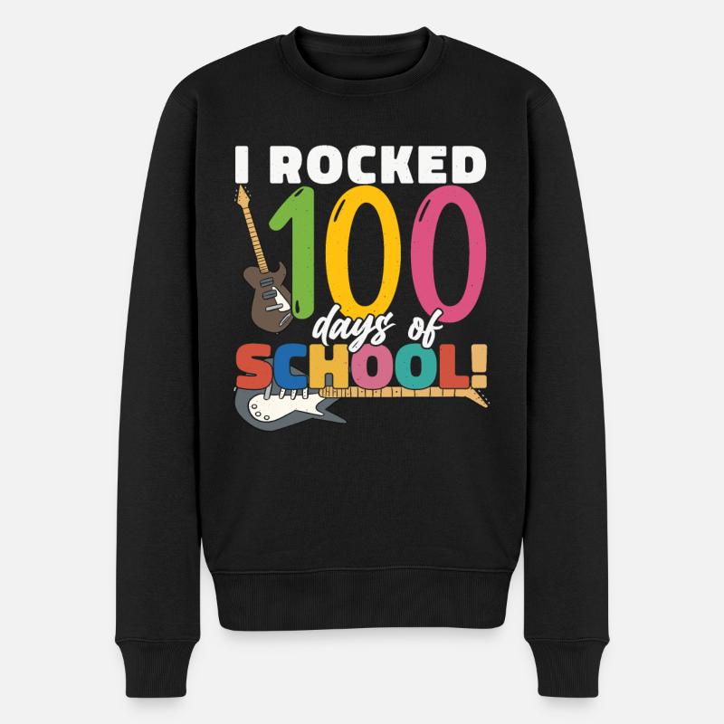 Ich Habe 100 Tage Schule Gerockt - Männer Premium Bio Pullover - Schwarz