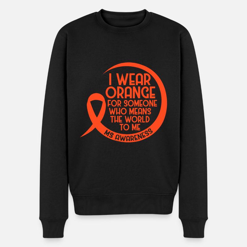 Ich trage Orange für jemanden, der Multiple Sklerose hat - Männer Premium Bio Pullover - Schwarz