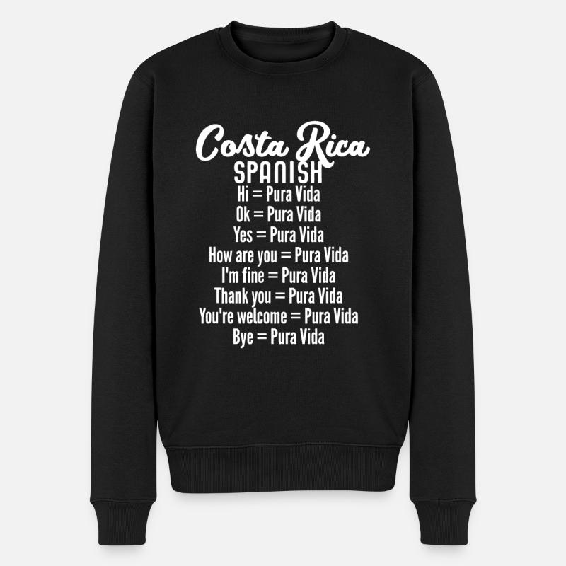 Costa Rica Spanisch Pura Vida Souvenir - Männer Premium Bio Pullover - Schwarz