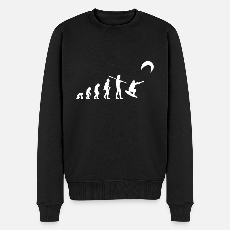 Kitersurfer Evolution Kiteboarding Kitesurfen - Männer Premium Bio Pullover - Schwarz