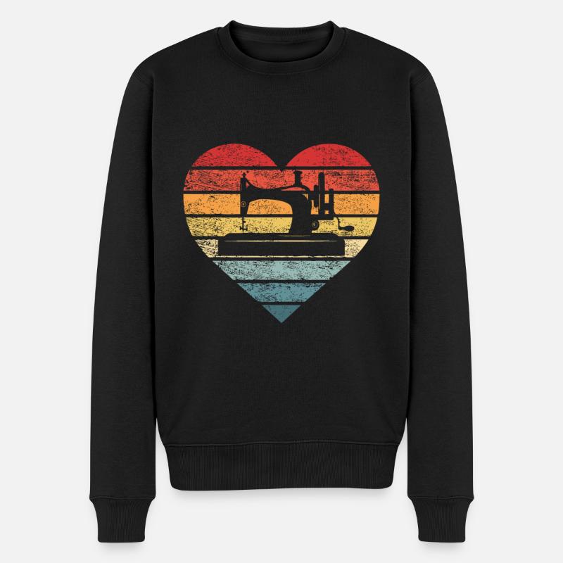 Schneiderin Schneiderin Geschenke Retro Sonnenuntergang Nähen - Männer Premium Bio Pullover - Schwarz