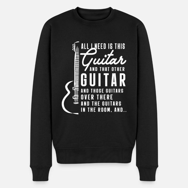 Alles, was ich brauche, ist dieser Gitarrist Geschenke Gitarrist - Männer Premium Bio Pullover - Schwarz