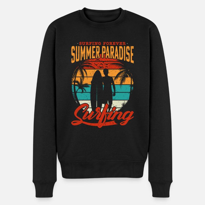 surfant shirt - paradis d'été - Pull Premium bio Homme - noir