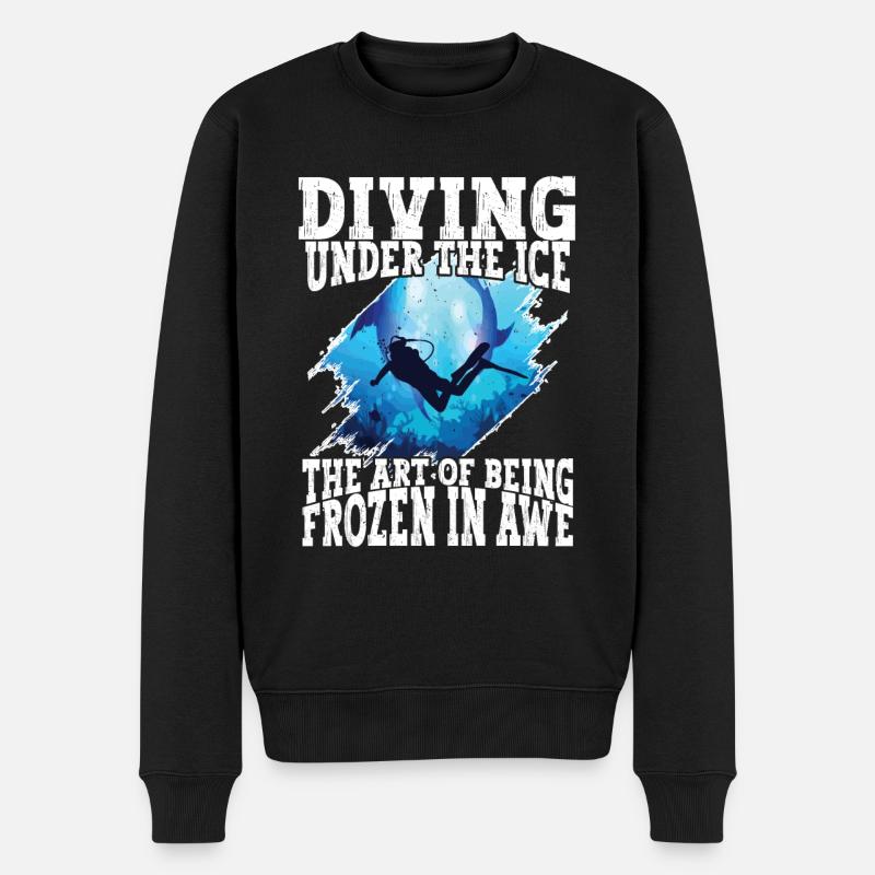 Dykning under isen, loons - Økologisk premium-sweatshirt til mænd - sort