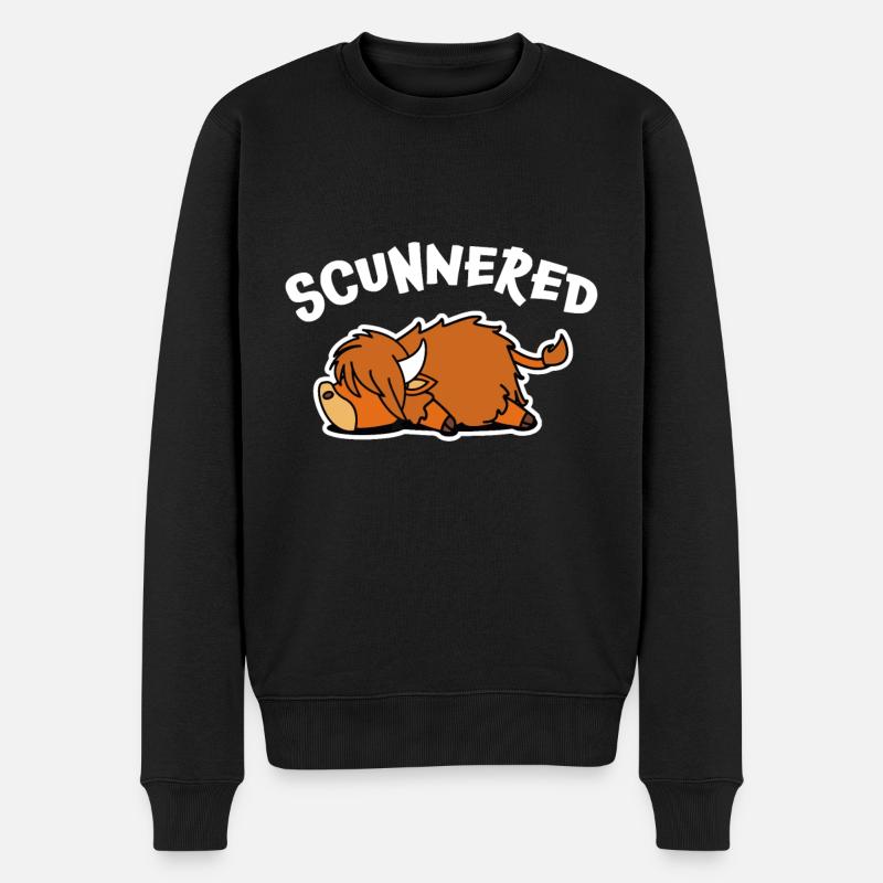 Schottisches Sprichwort Scunnered Highland Cow Lustige Schotten - Männer Premium Bio Pullover - Schwarz
