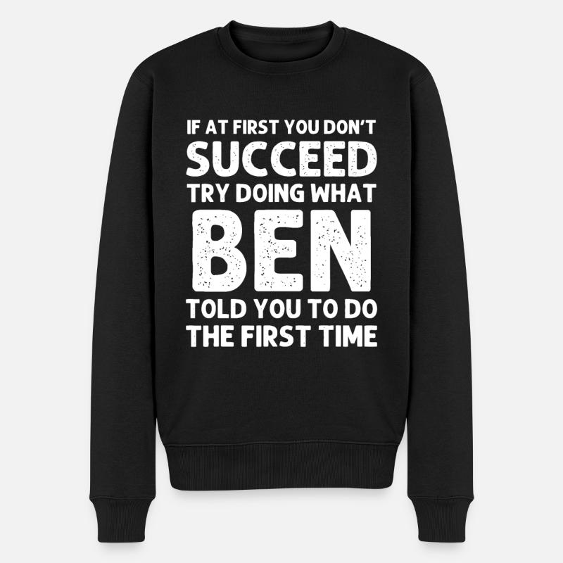BEN Geschenkname Personalisierter Geburtstag - Männer Premium Bio Pullover - Schwarz