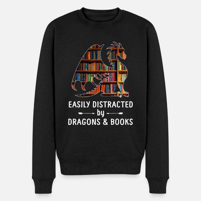 Awesome Dragons - Leicht von Drachen abgelenkt - Männer Premium Bio Pullover - Schwarz