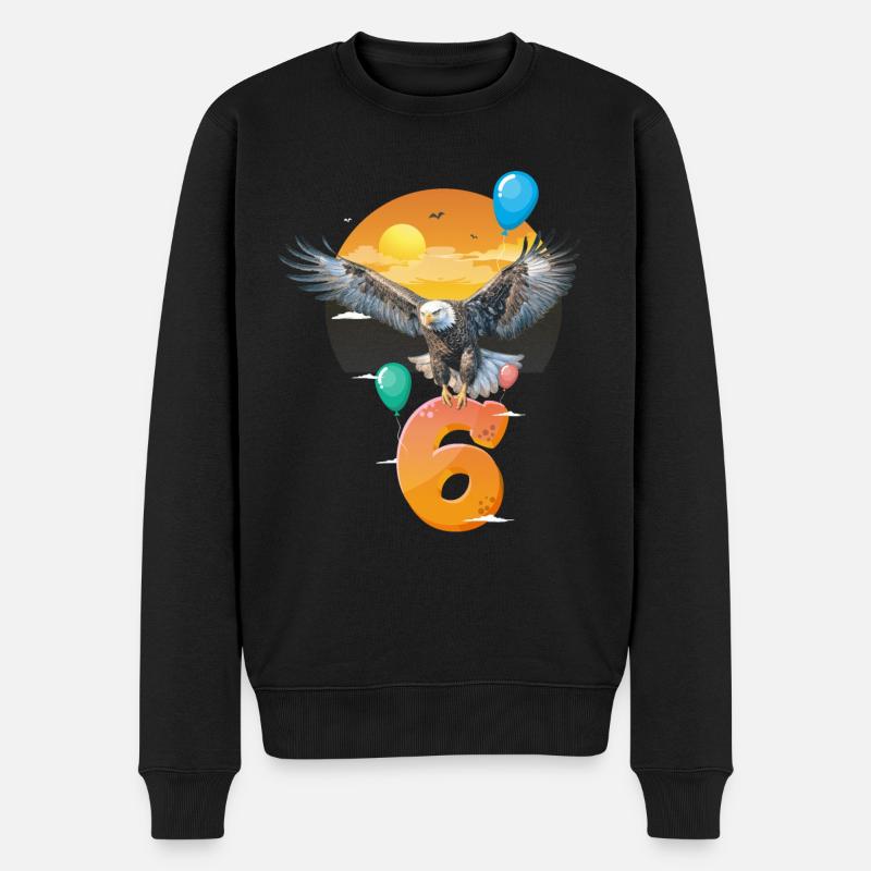 Weißkopfseeadler-design Zum Sechsten Geburtstag - Männer Premium Bio Pullover - Schwarz