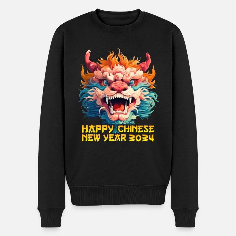 Majestätischer Drache 2024 - Mondneujahrsfeier - Männer Premium Bio Pullover - Schwarz