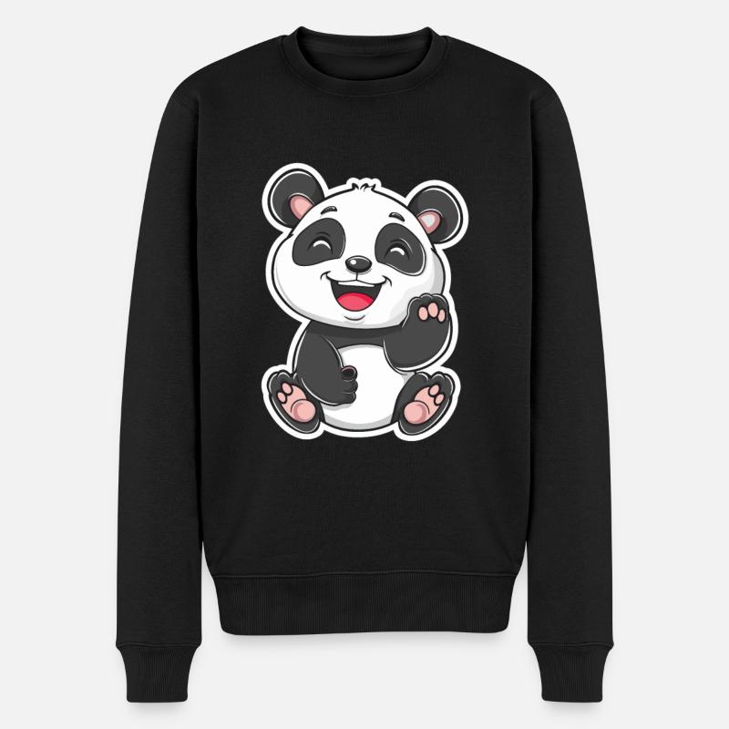 Exubérant Panda Buddy Sticker - Pull Premium bio Homme - noir
