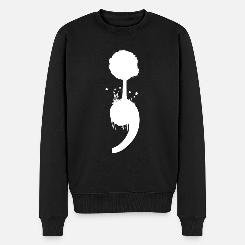 Psychische Gesundheit Depression Semikolon - Männer Premium Bio Pullover - Schwarz