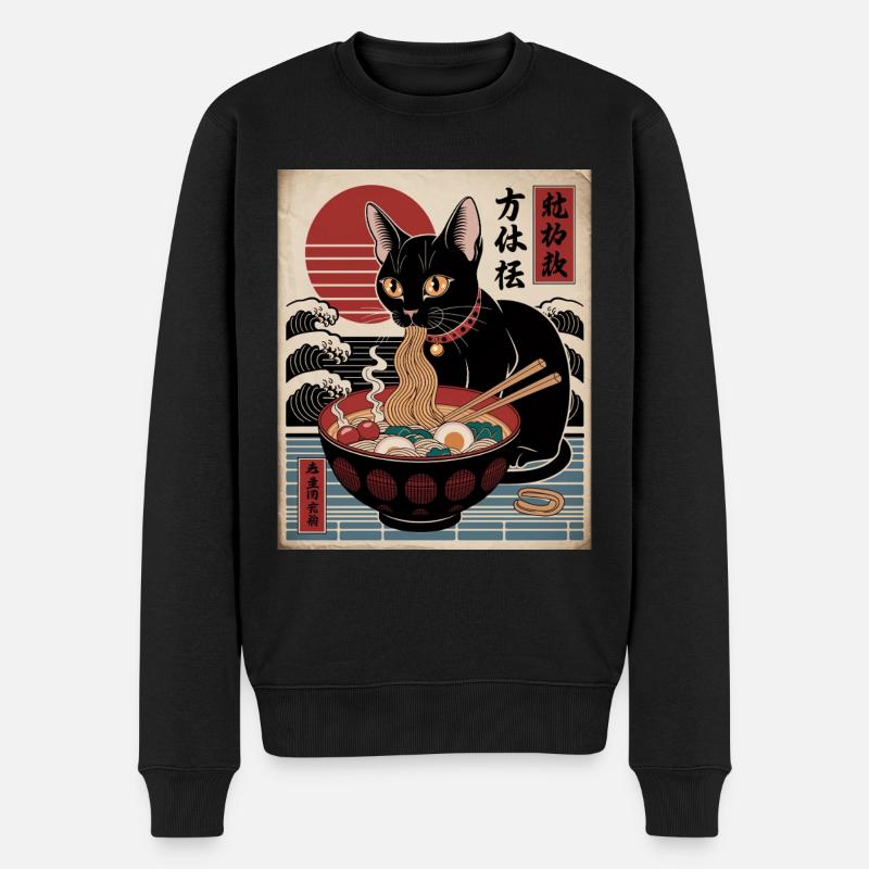 Kawaii Cat Ramen Nouilles Anime Cat - Pull Premium bio Homme - noir