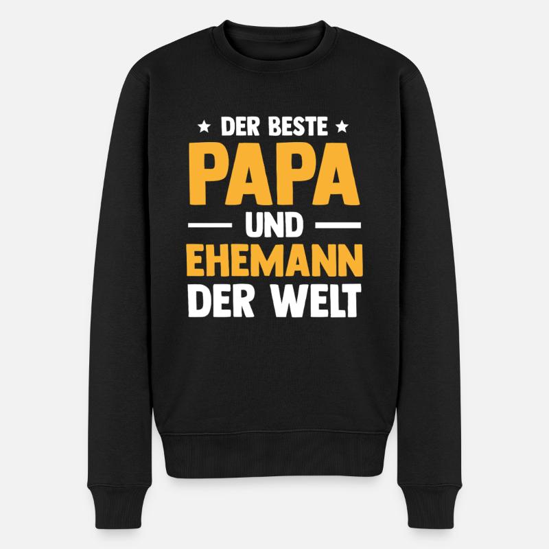 Bester Papa Und Ehemann Herrentag Vatertag - Männer Premium Bio Pullover - Schwarz