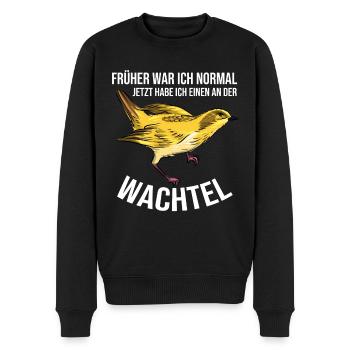 Wachtel Wachteln - Männer Premium Bio Pullover - Schwarz - Vorne - Nico (187cm)