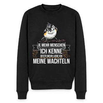 Wachtel Wachteln - Männer Premium Bio Pullover - Schwarz - Vorne - Nico (187cm)