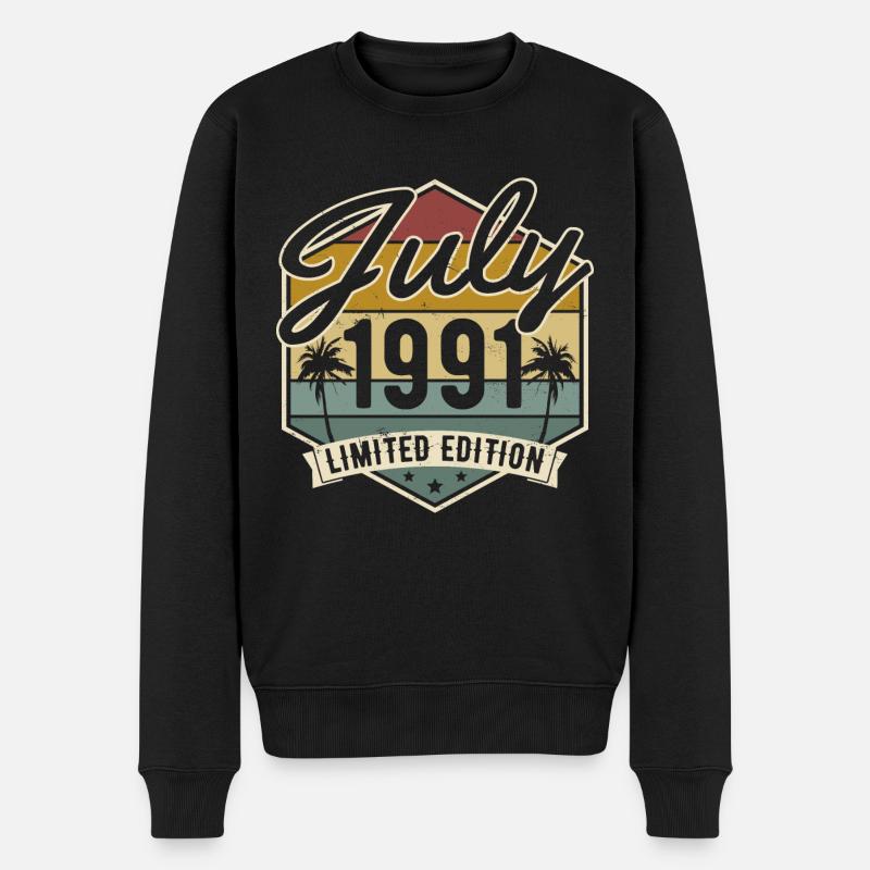 Juli 1991 geboren Retro Geburtstag Vintage - Männer Premium Bio Pullover - Schwarz