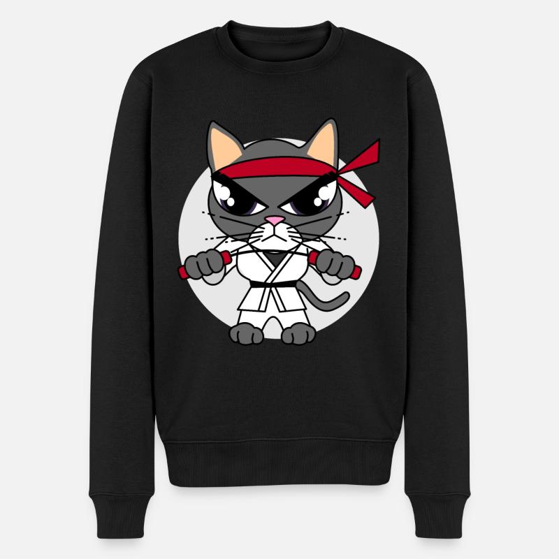 Karaté Chat - Pull Premium bio Homme - noir