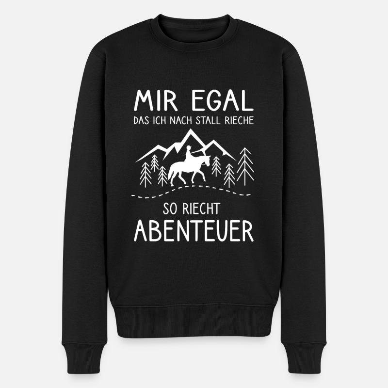 Mir egal das ich nach Pferd rieche - Männer Premium Bio Pullover - Schwarz