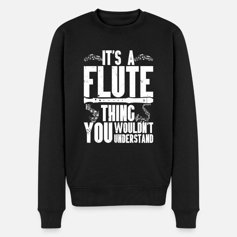Flöte - Männer Premium Bio Pullover - Schwarz