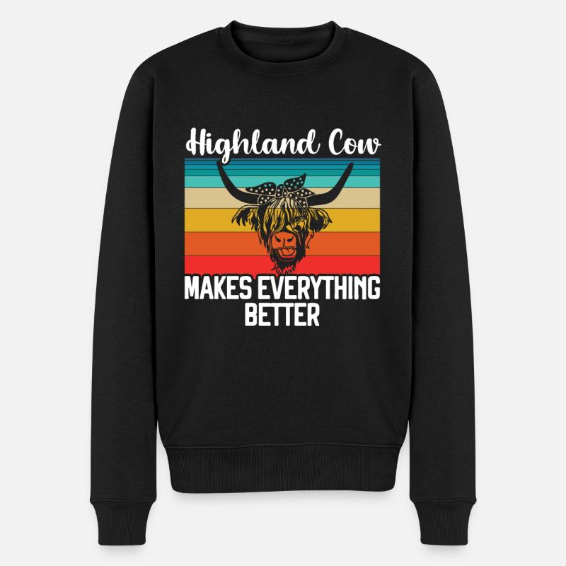 Vache des Highlands - Pull Premium bio Homme - noir