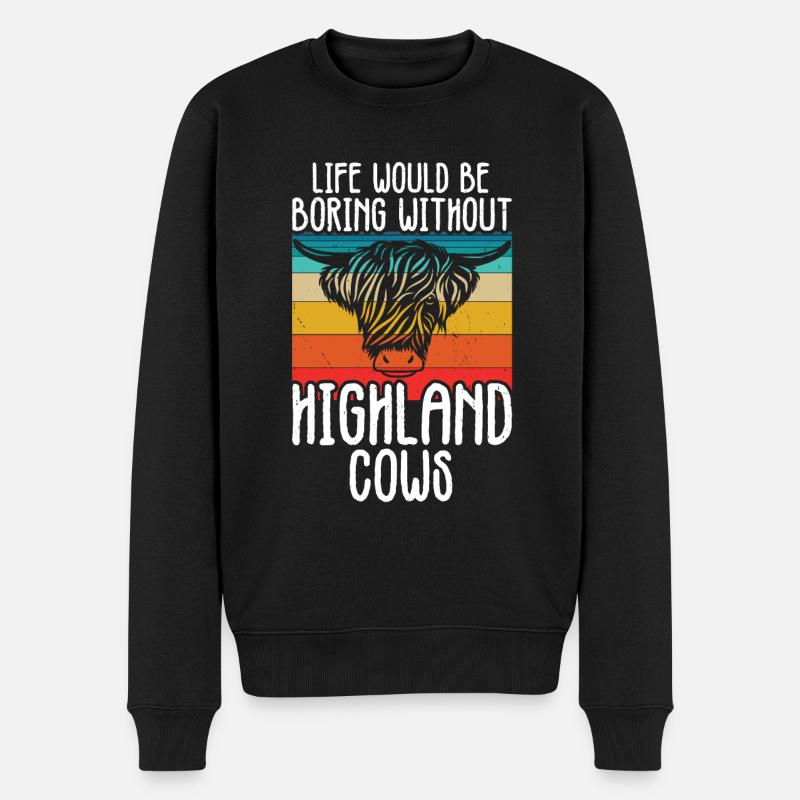 Hochlandkuh - Männer Premium Bio Pullover - Schwarz