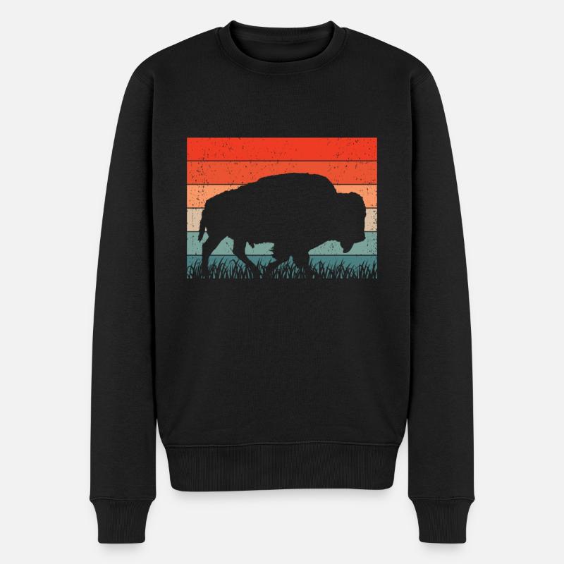Bison - Männer Premium Bio Pullover - Schwarz