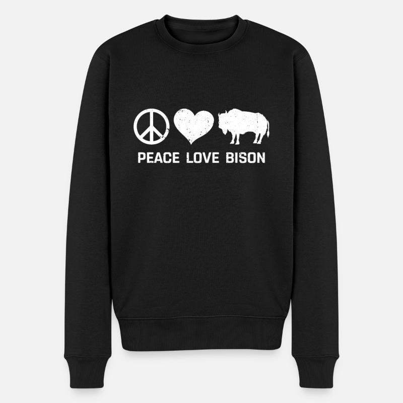 Bison - Männer Premium Bio Pullover - Schwarz