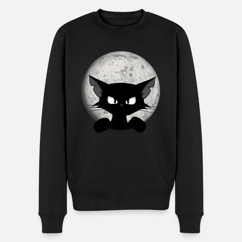 süße Comic Katze / Kater Motiv Sticker Tasse Shirt - Männer Premium Bio Pullover - Schwarz