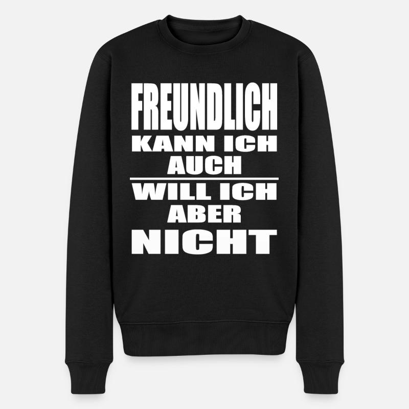 lustige Sprüche Statement will ich aber nicht - Männer Premium Bio Pullover - Schwarz