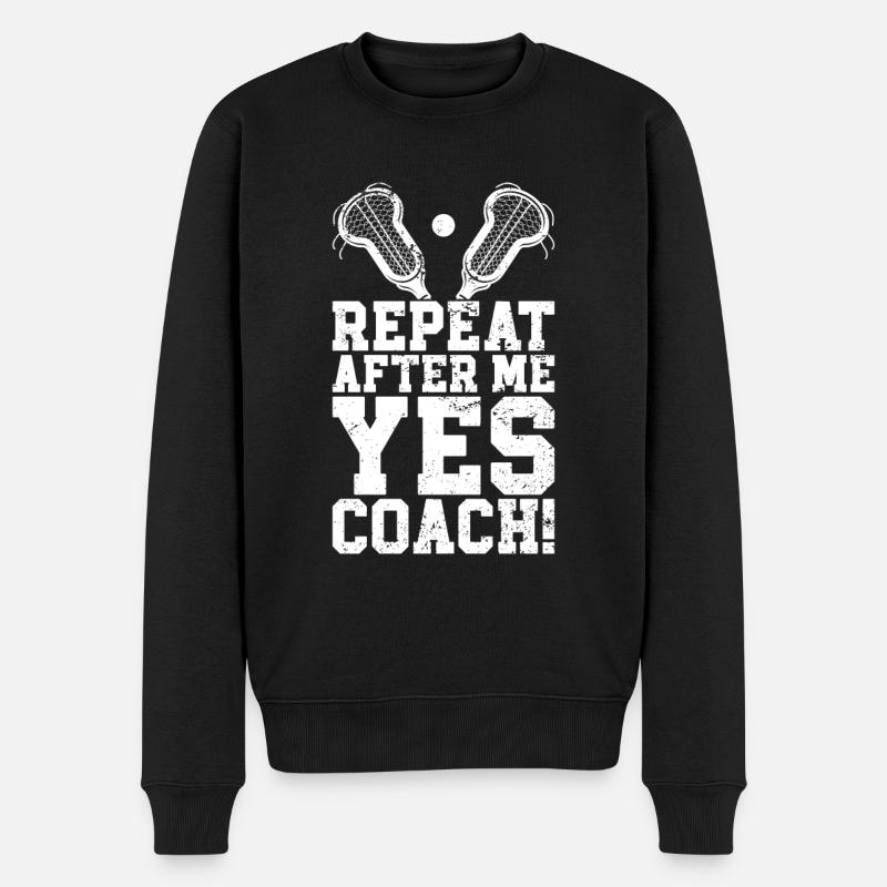 Lacrosse Coach Stick - Männer Premium Bio Pullover - Schwarz