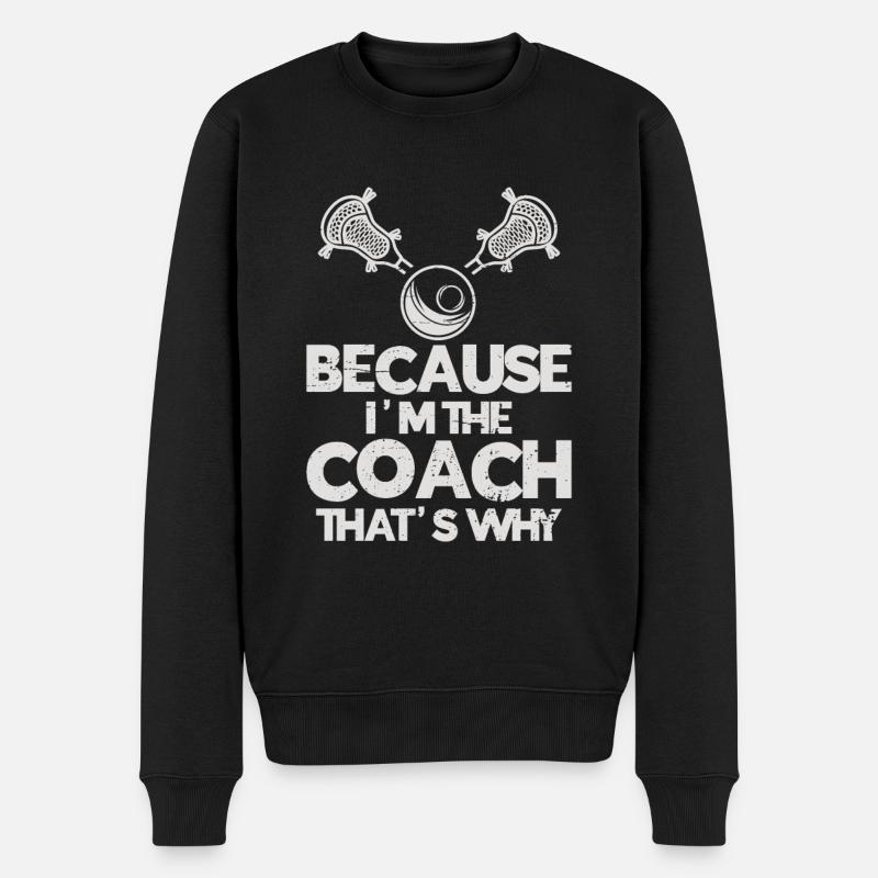 Lacrosse Coach Stick - Männer Premium Bio Pullover - Schwarz