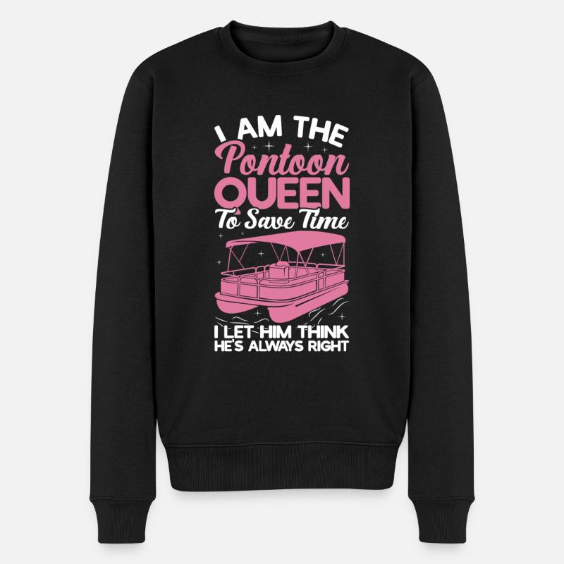 Pontonkönigin -Boot Pontoon -Frauen - Männer Premium Bio Pullover - Schwarz