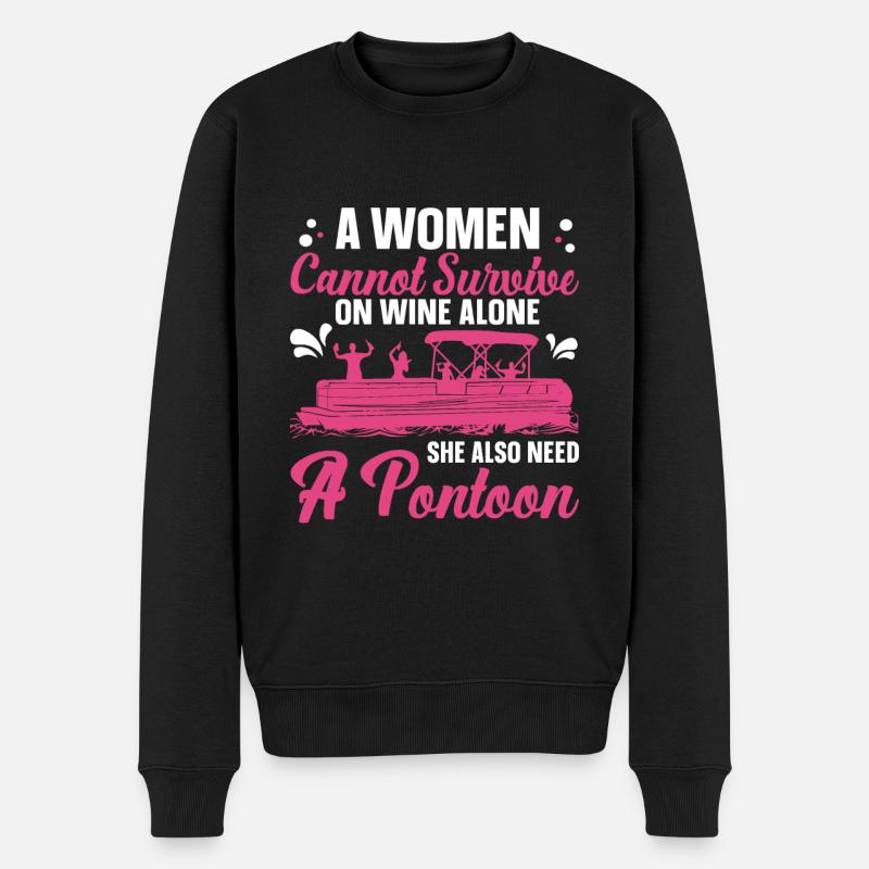 Pontonkönigin -Boot Pontoon -Frauen - Männer Premium Bio Pullover - Schwarz