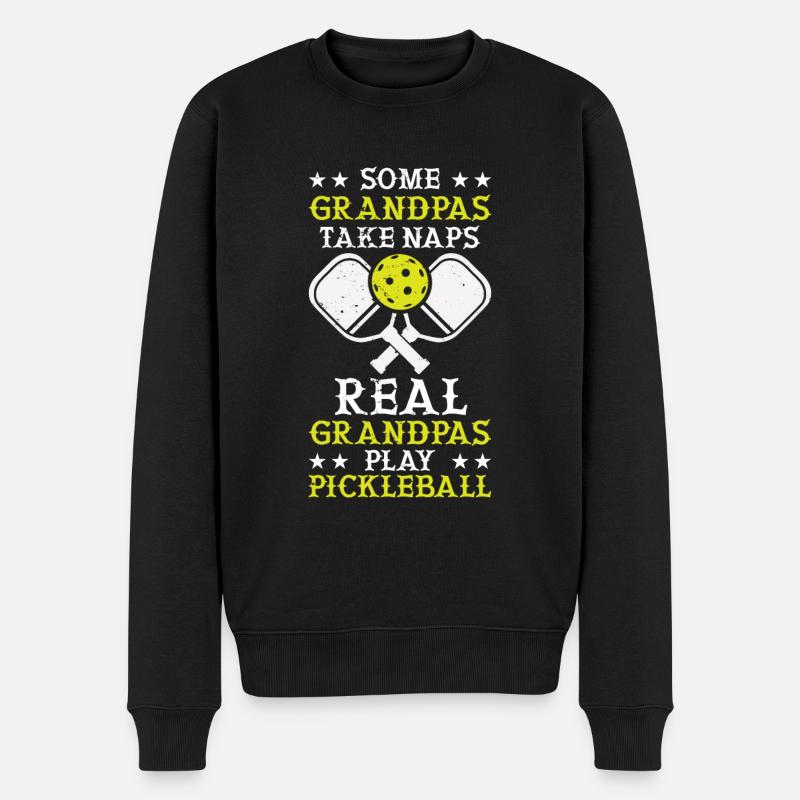 Opa Pickleball Paddel - Männer Premium Bio Pullover - Schwarz