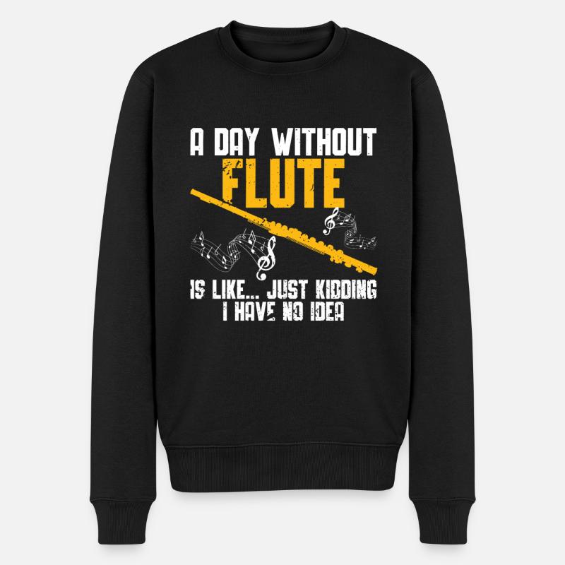 Flöte - Männer Premium Bio Pullover - Schwarz