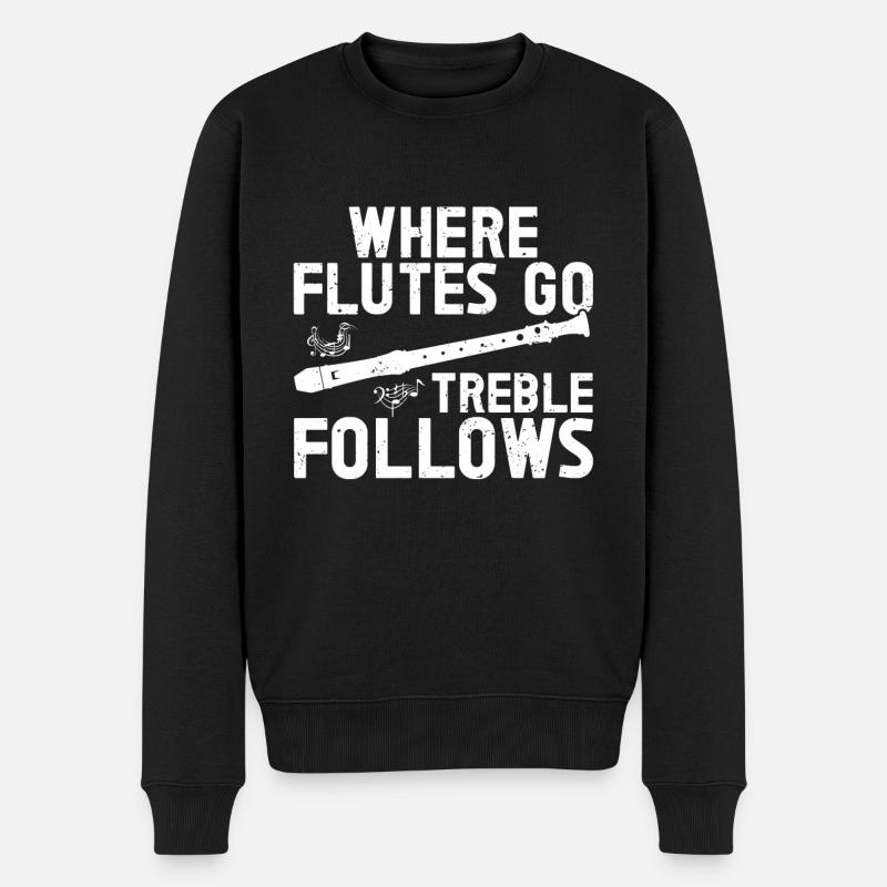 Flöte - Männer Premium Bio Pullover - Schwarz