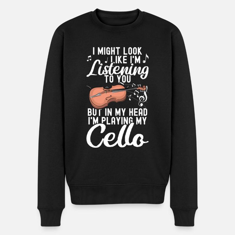 Violoncelle -Instrument de musique - Pull Premium bio Homme - noir