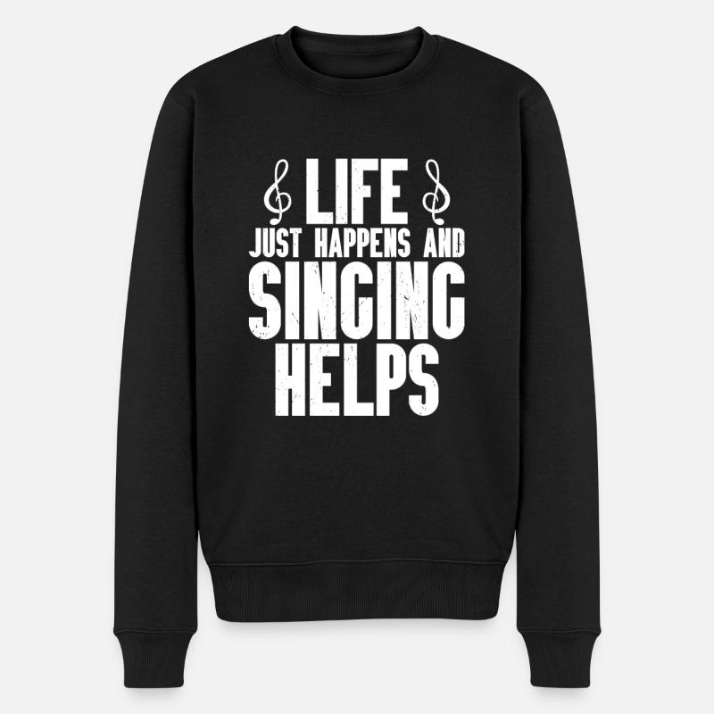 Singen - Männer Premium Bio Pullover - Schwarz