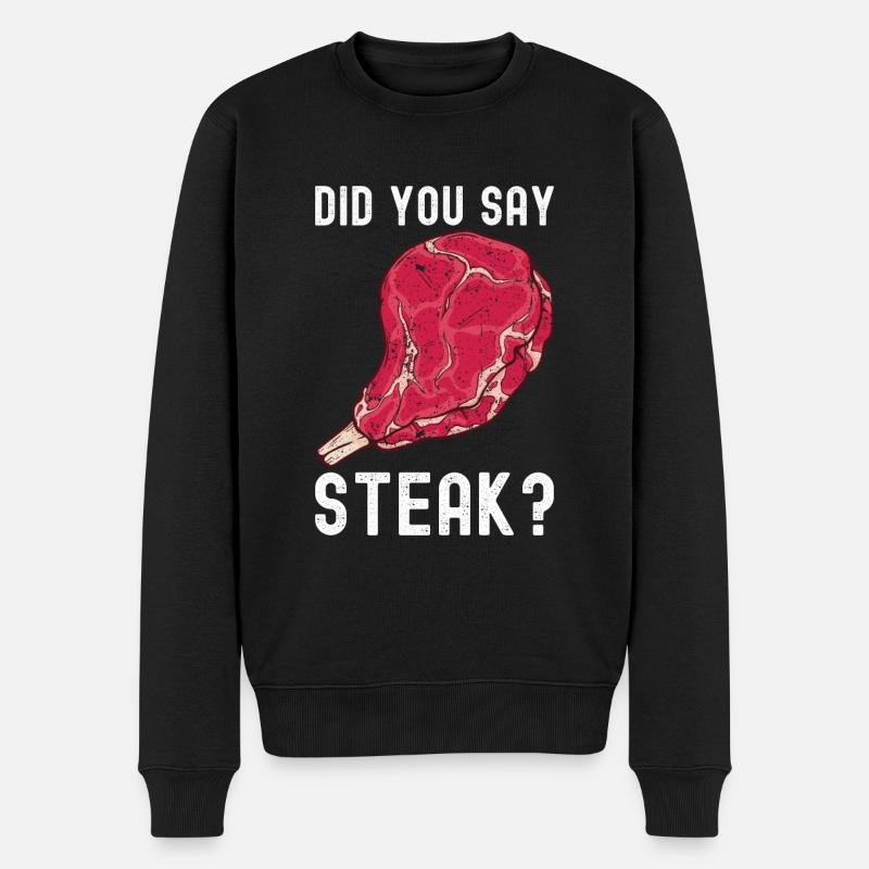 Steak - Männer Premium Bio Pullover - Schwarz
