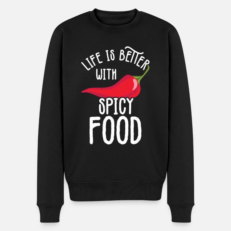 Chili-Pfeffer - Männer Premium Bio Pullover - Schwarz