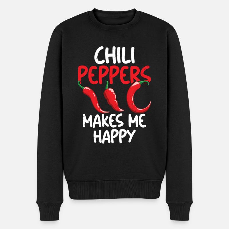 Chili-Pfeffer - Männer Premium Bio Pullover - Schwarz