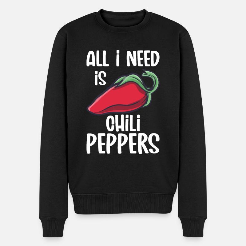 Chili-Pfeffer - Männer Premium Bio Pullover - Schwarz