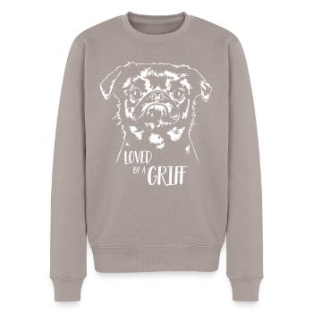 Loved by a Griff Hundespruch Zwerggriffon Wilsigns - Männer Premium Bio Pullover - Taupe - Vorne - Nico (187cm)
