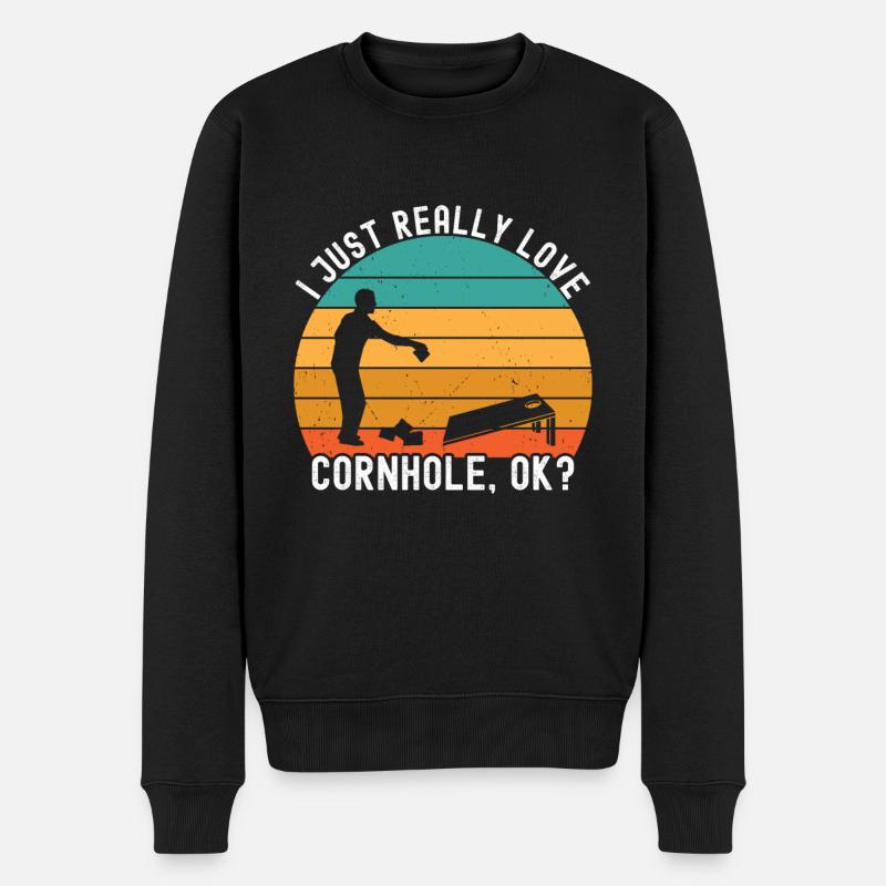 Cornhole - Männer Premium Bio Pullover - Schwarz